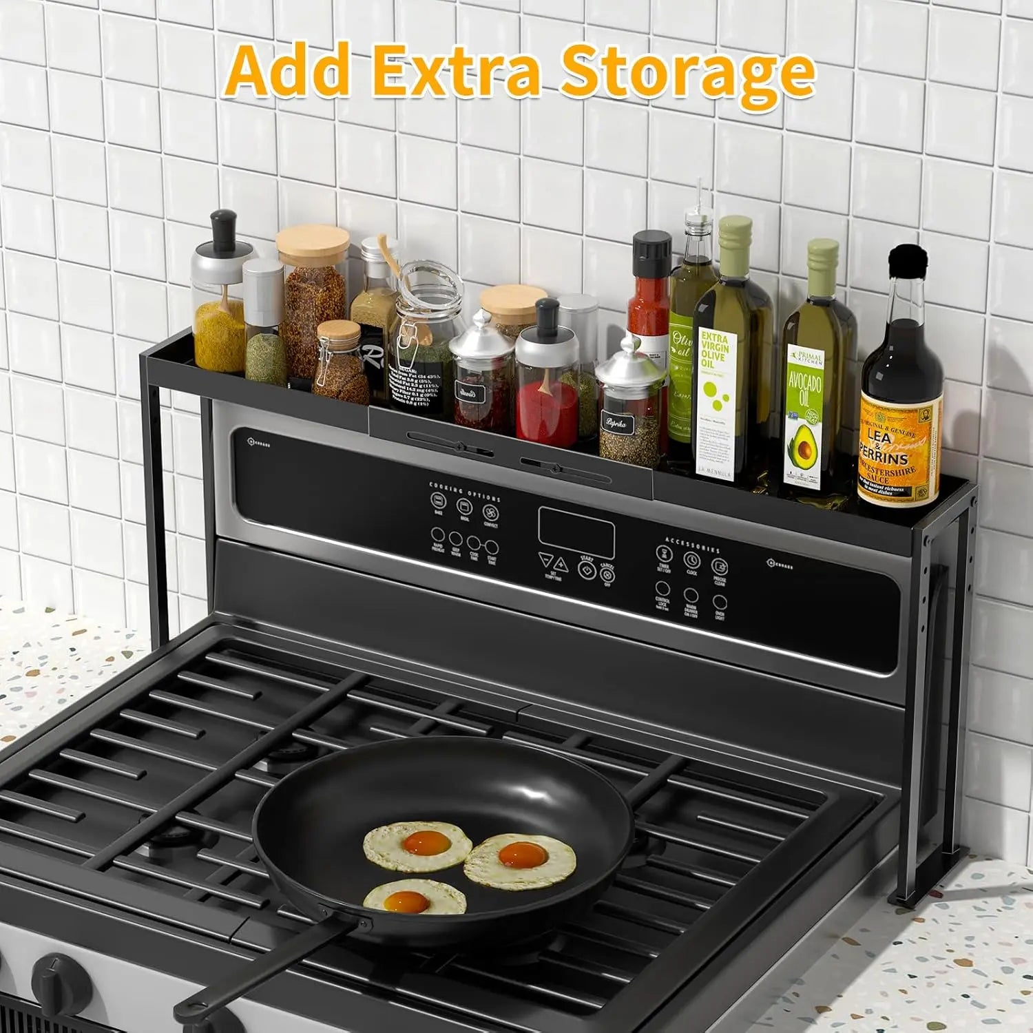 Adjustable 4-Level Spice Rack for Stove Top
