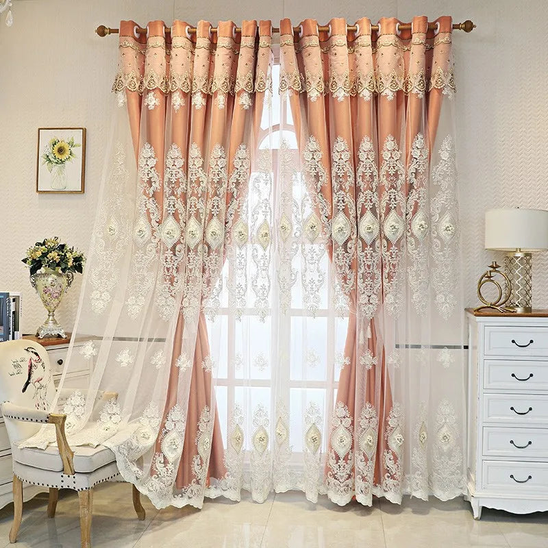 1PC Luxury vintage-style embroidered curtains