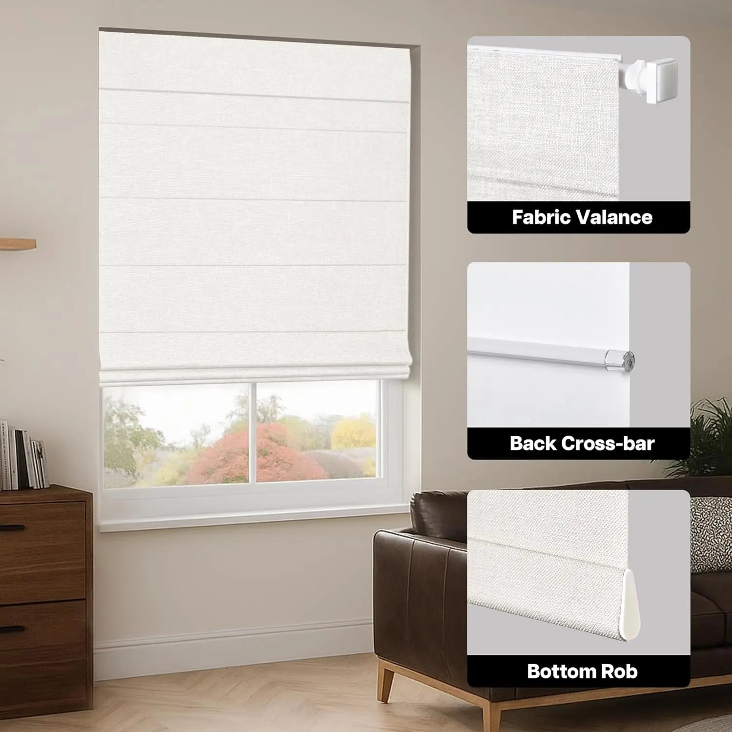 No Drill Cordless Roman Shades