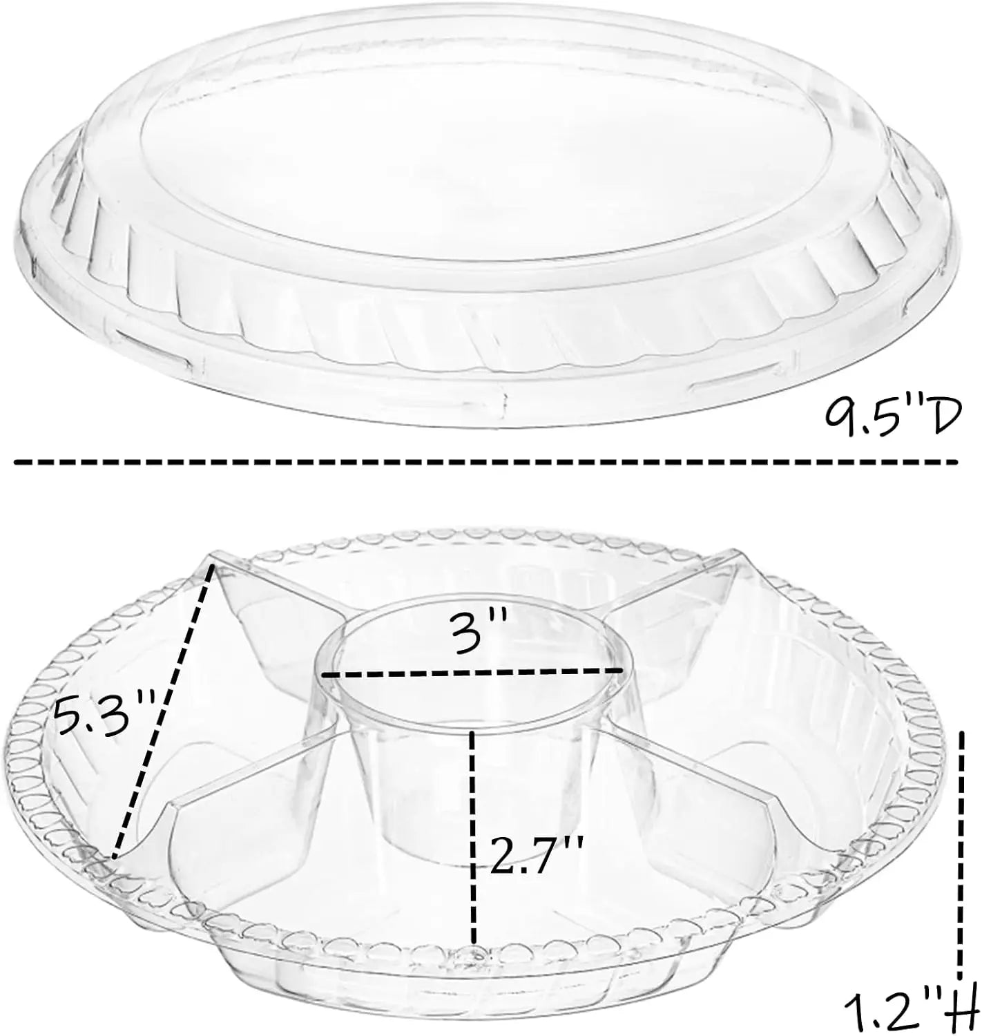 Disposable 5-Compartment Plastic Appetizer Trays