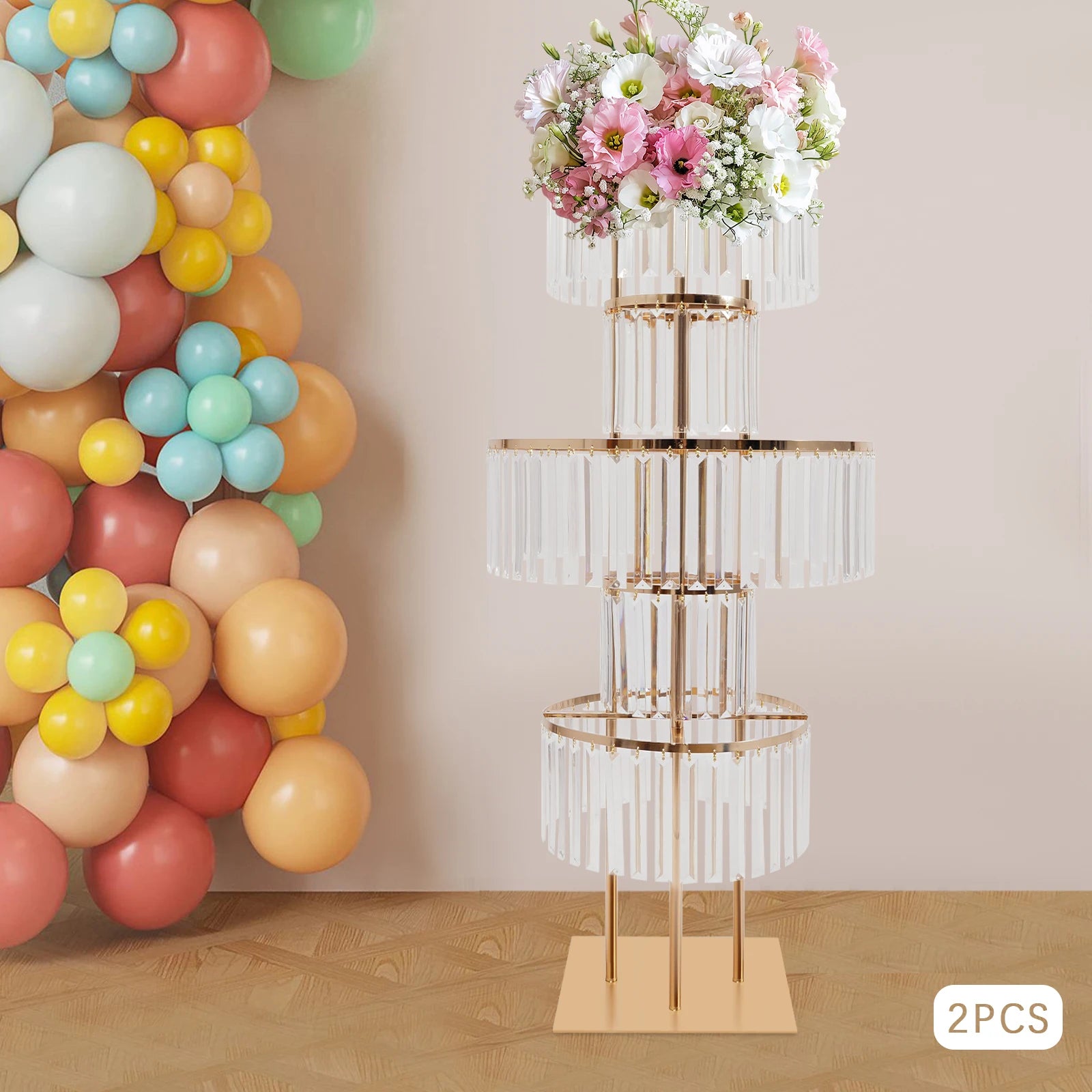 2PCS 5-tier Crystal Flower Stand