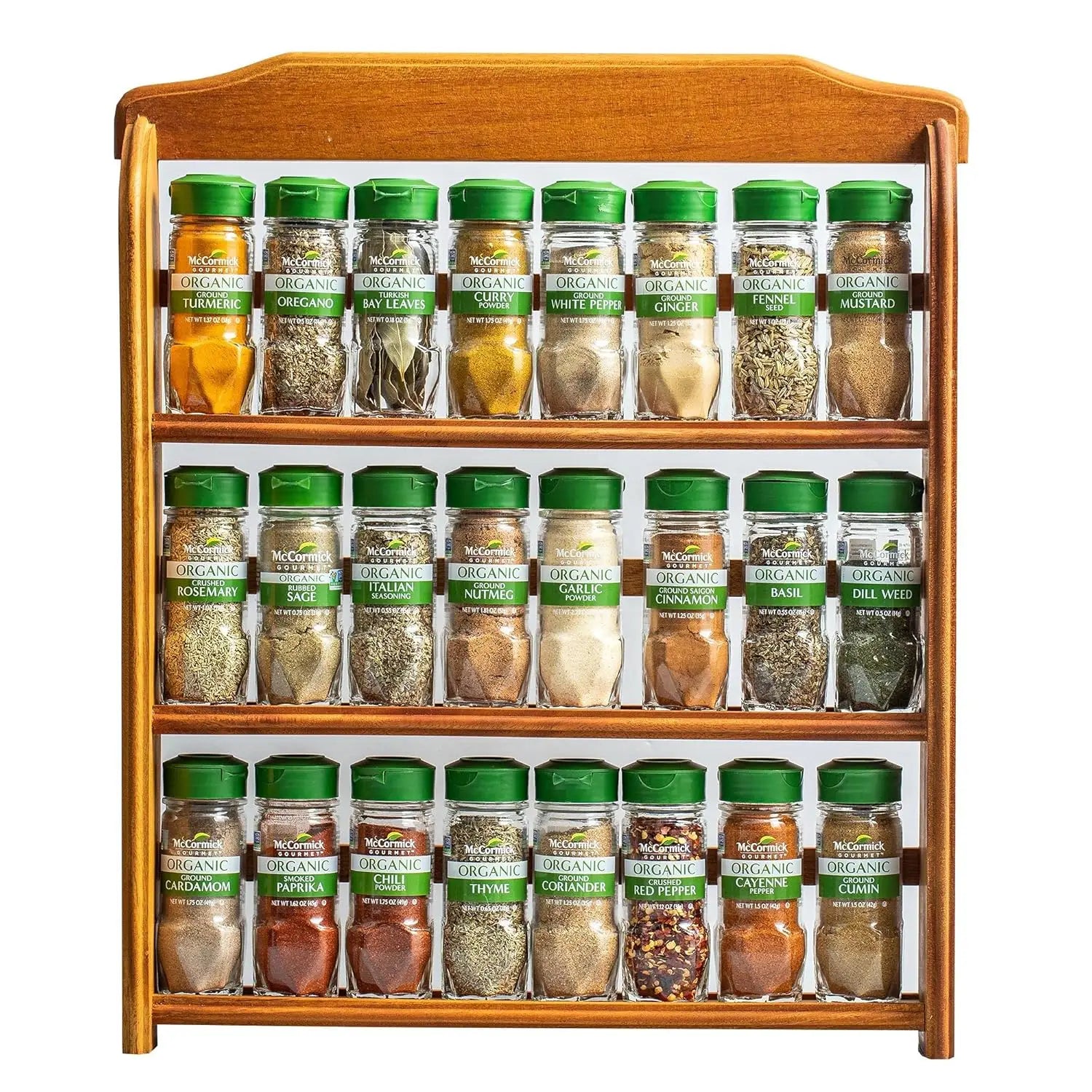 Three-Tier Wood Spice Rack