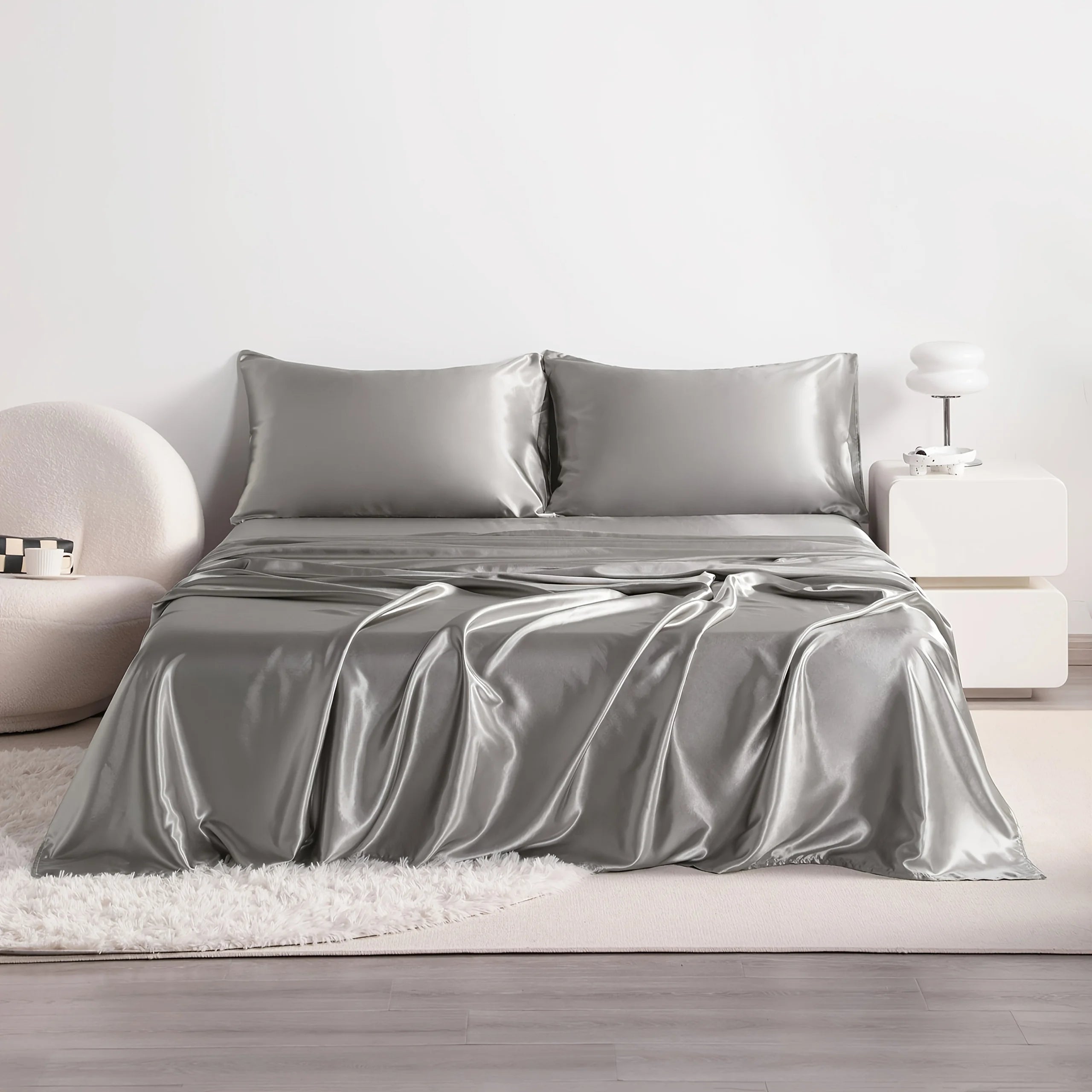 4pcs Cooling Satin Bed Sheet Set