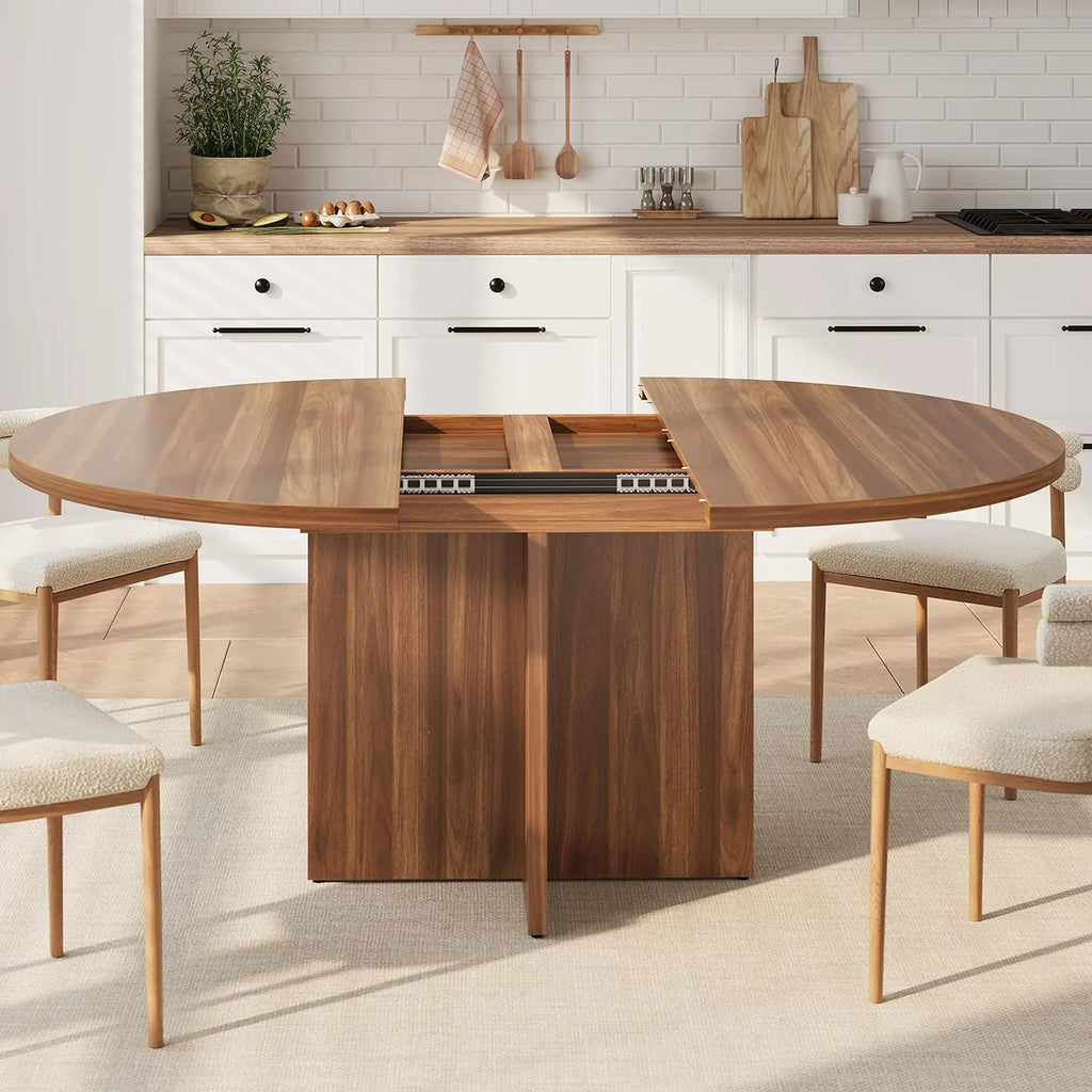 Extendable Round to Oval Dining Table