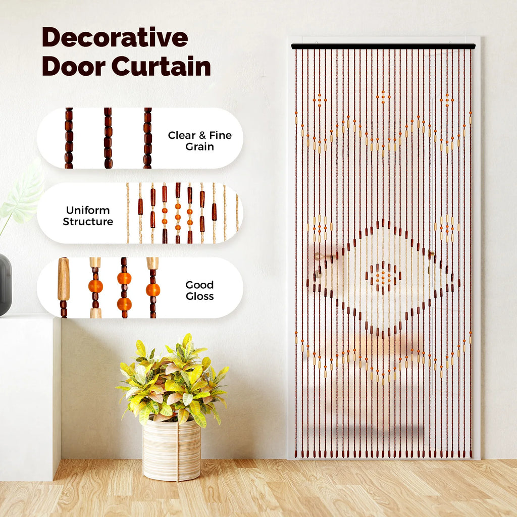 Line Retro Wooden Bead Curtain Blinds