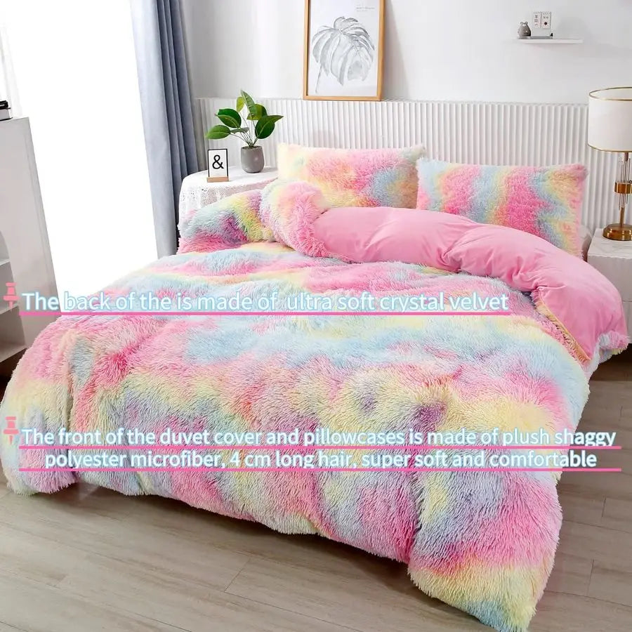 3Pcs Rainbow Bedding Set Ultra Soft