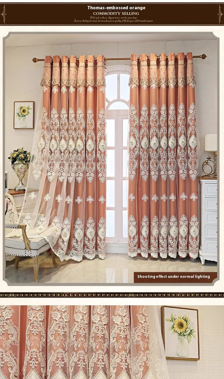 1PC Luxury vintage-style embroidered curtains