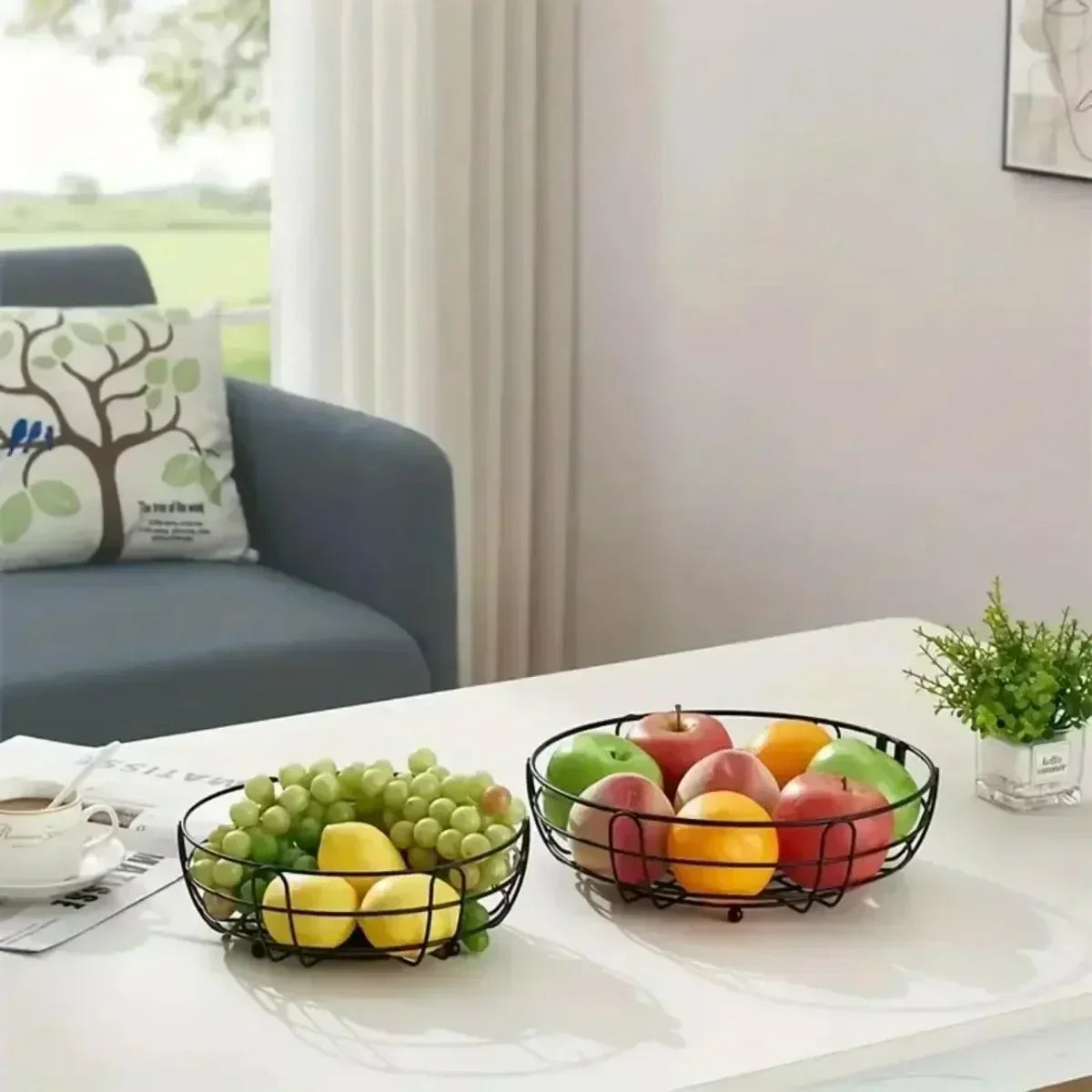 2-Tier Countertop Fruit Basket Bowl with Banana Hanger