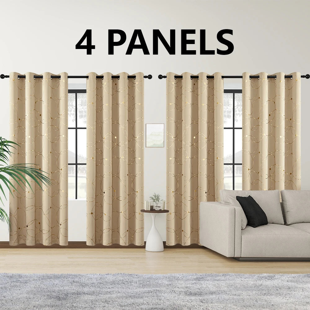 4PCS Blackout Thermal Insulated Room Darkening Curtains