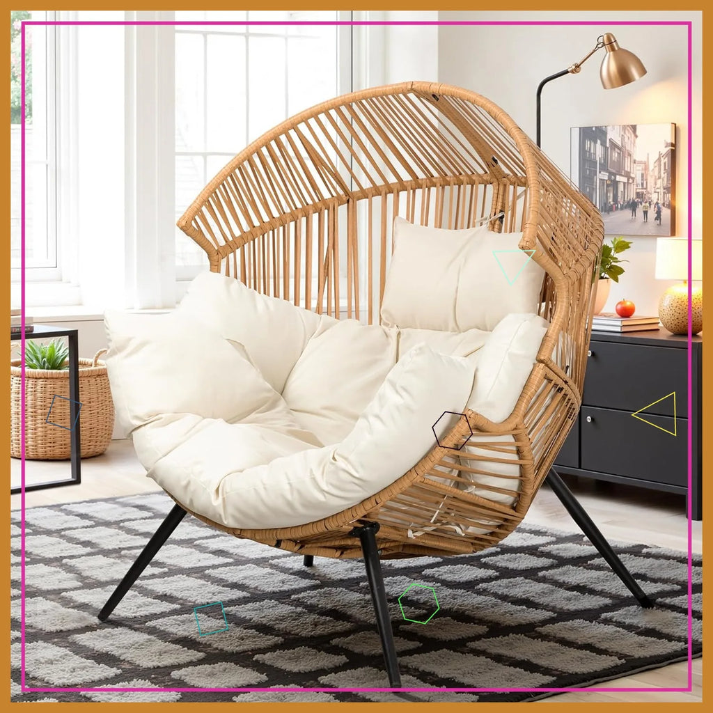 Oversized Rattan Egg Chair with Cushion