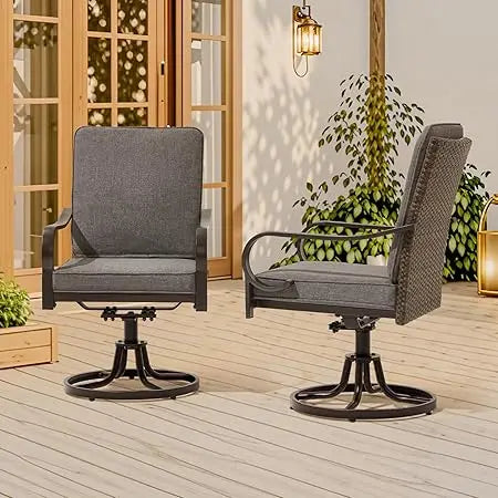 Patio Swivel Chair Set Thickened Cushions