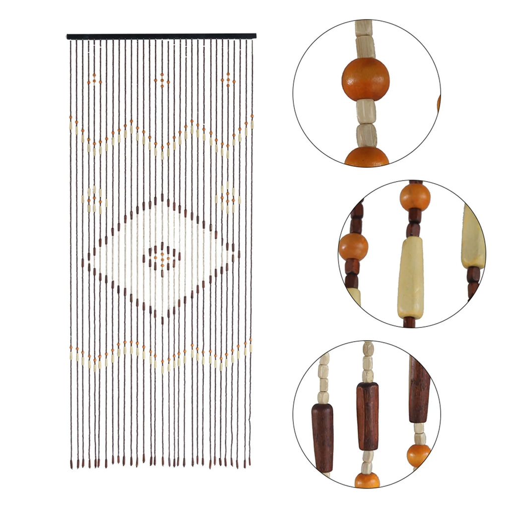 Line Retro Wooden Bead Curtain Blinds