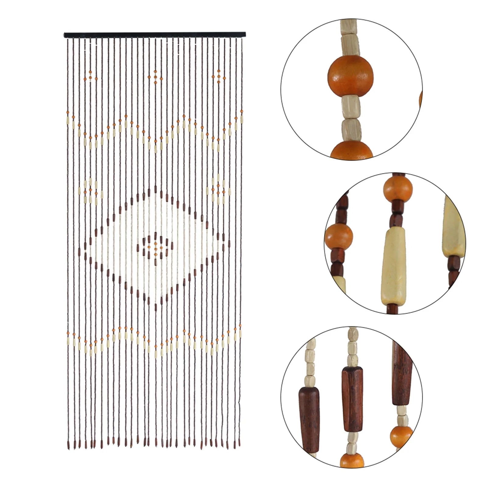 Line Retro Wooden Bead Curtain Blinds
