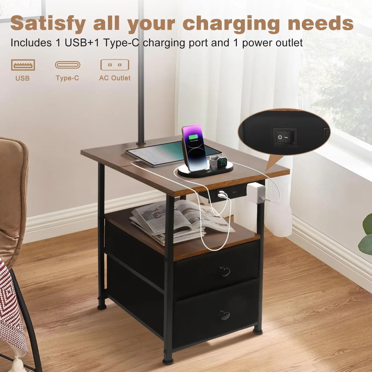 Floor Lamp with Side Table