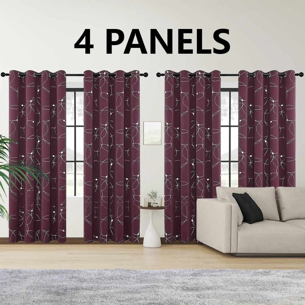 4PCS Blackout Thermal Insulated Room Darkening Curtains