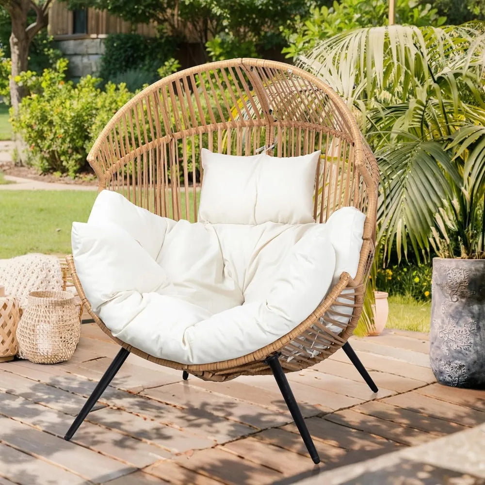 Oversized Rattan Egg Chair with Cushion