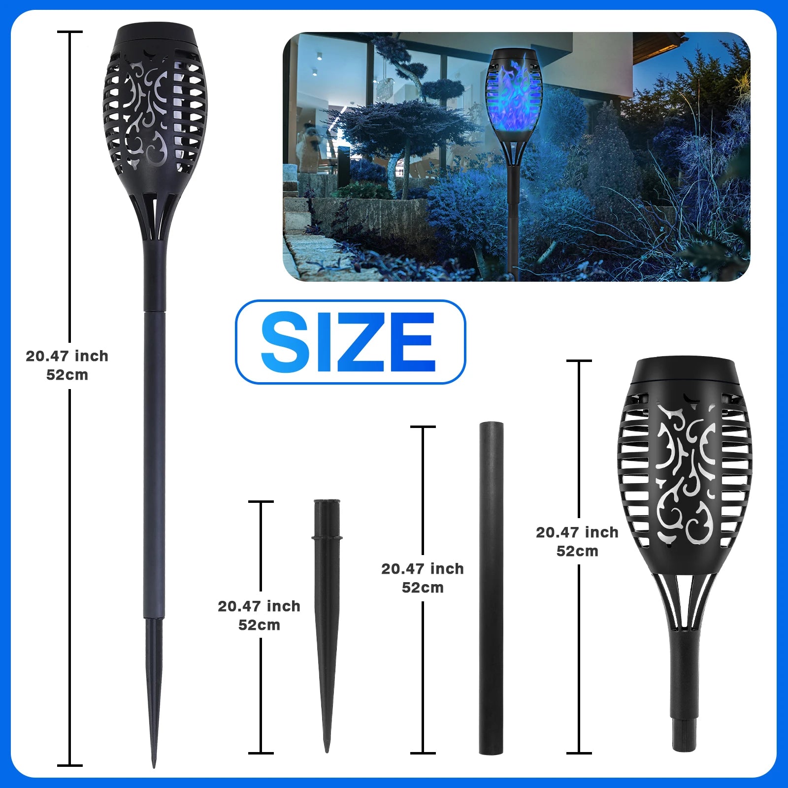4/6/8/12Pcs Solar Flame Torch Lights