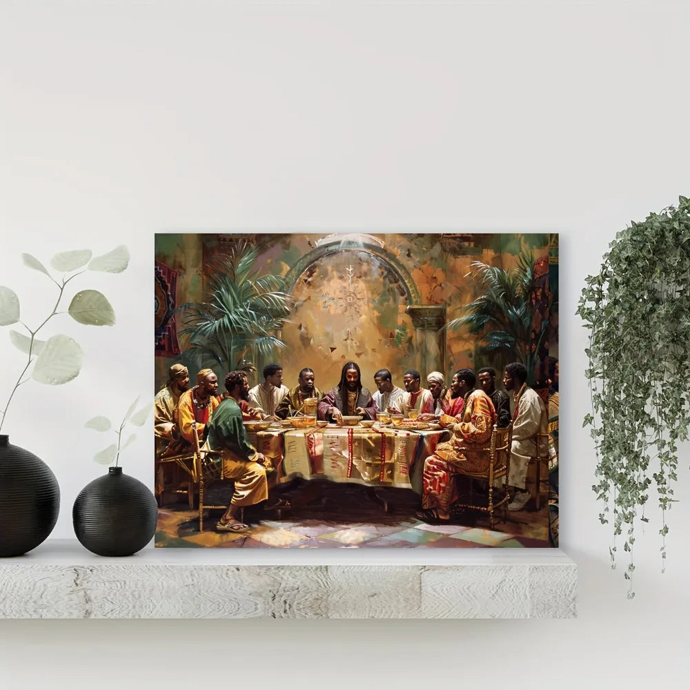 Wood pine frame, interior art mural