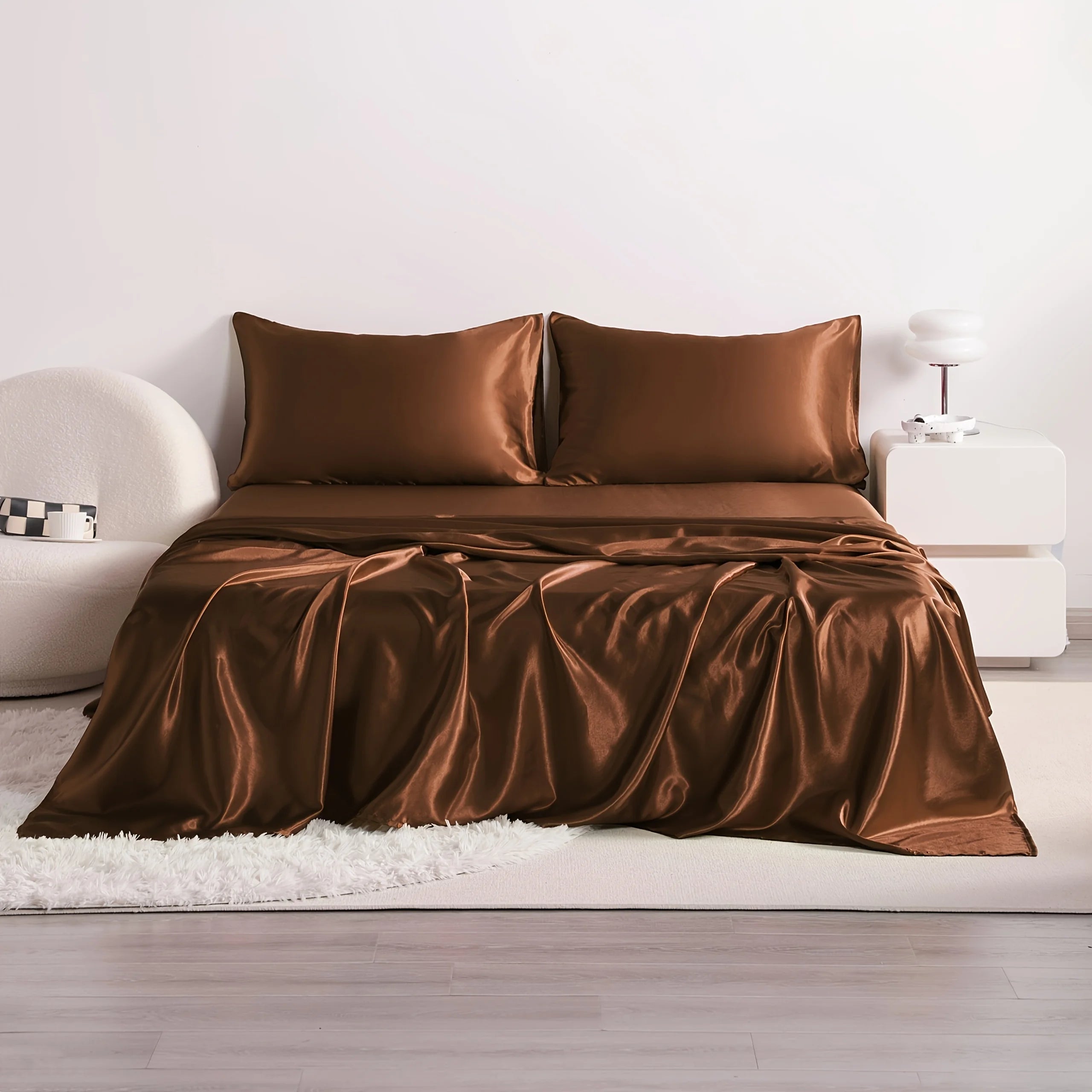 4pcs Cooling Satin Bed Sheet Set