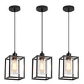 Lantern Pendant Light Fixtures with Clear Glass Shade
