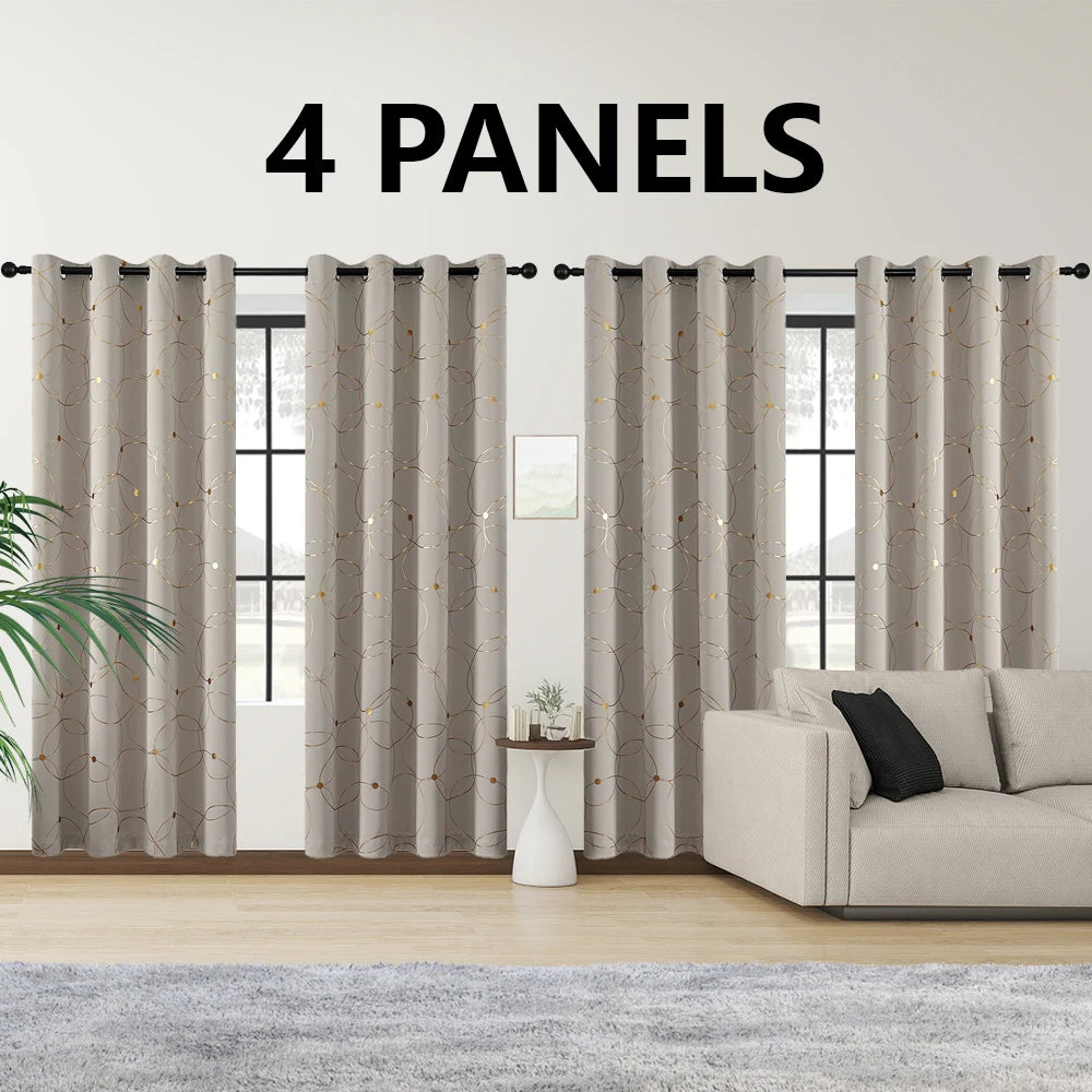 4PCS Blackout Thermal Insulated Room Darkening Curtains