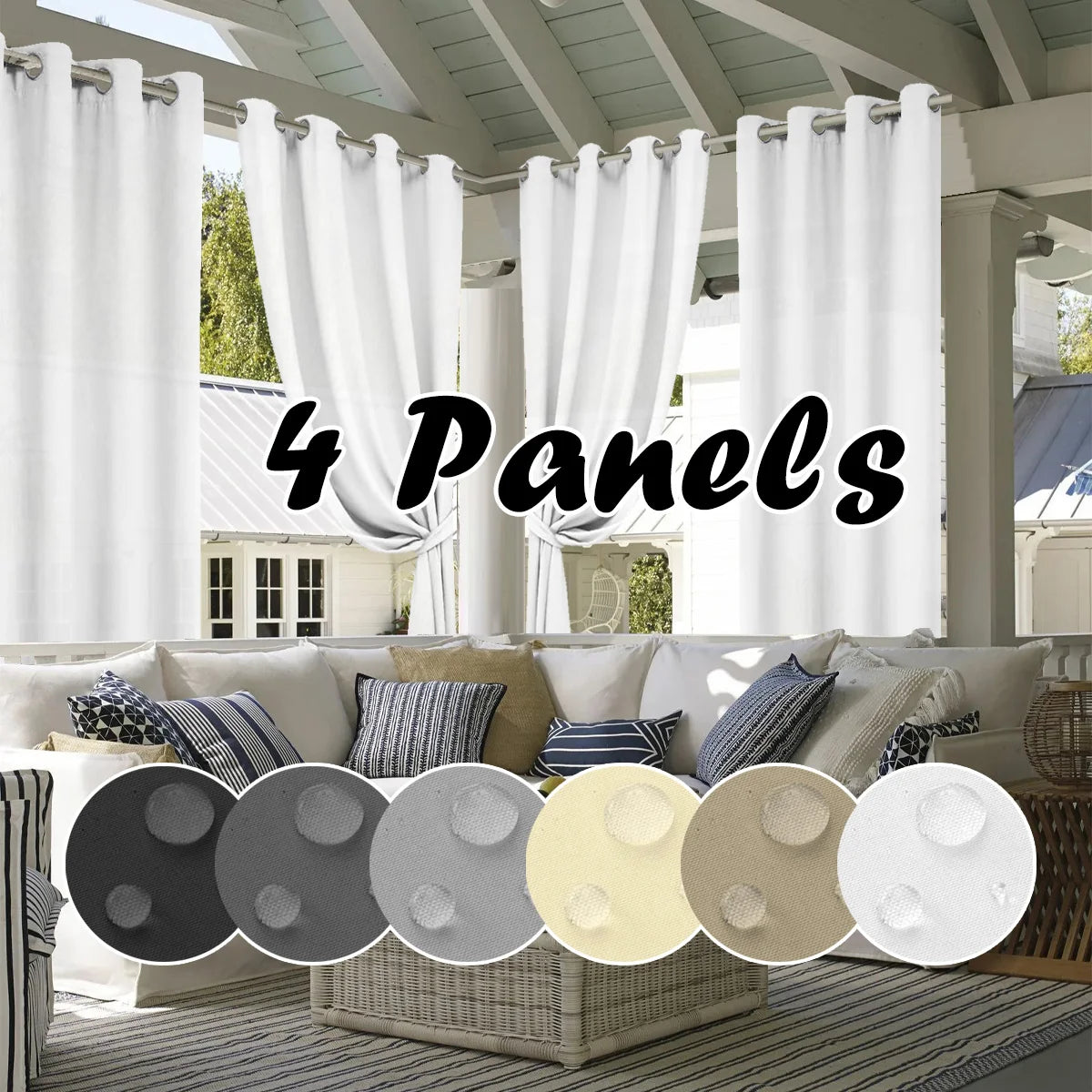 4PCS Waterproof Privacy Outdoor Curtain
