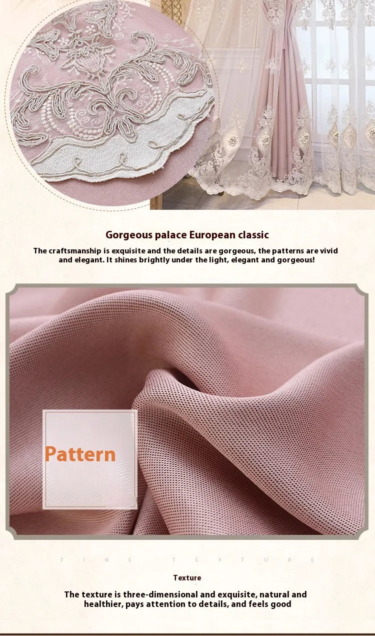 1PC Luxury vintage-style embroidered curtains