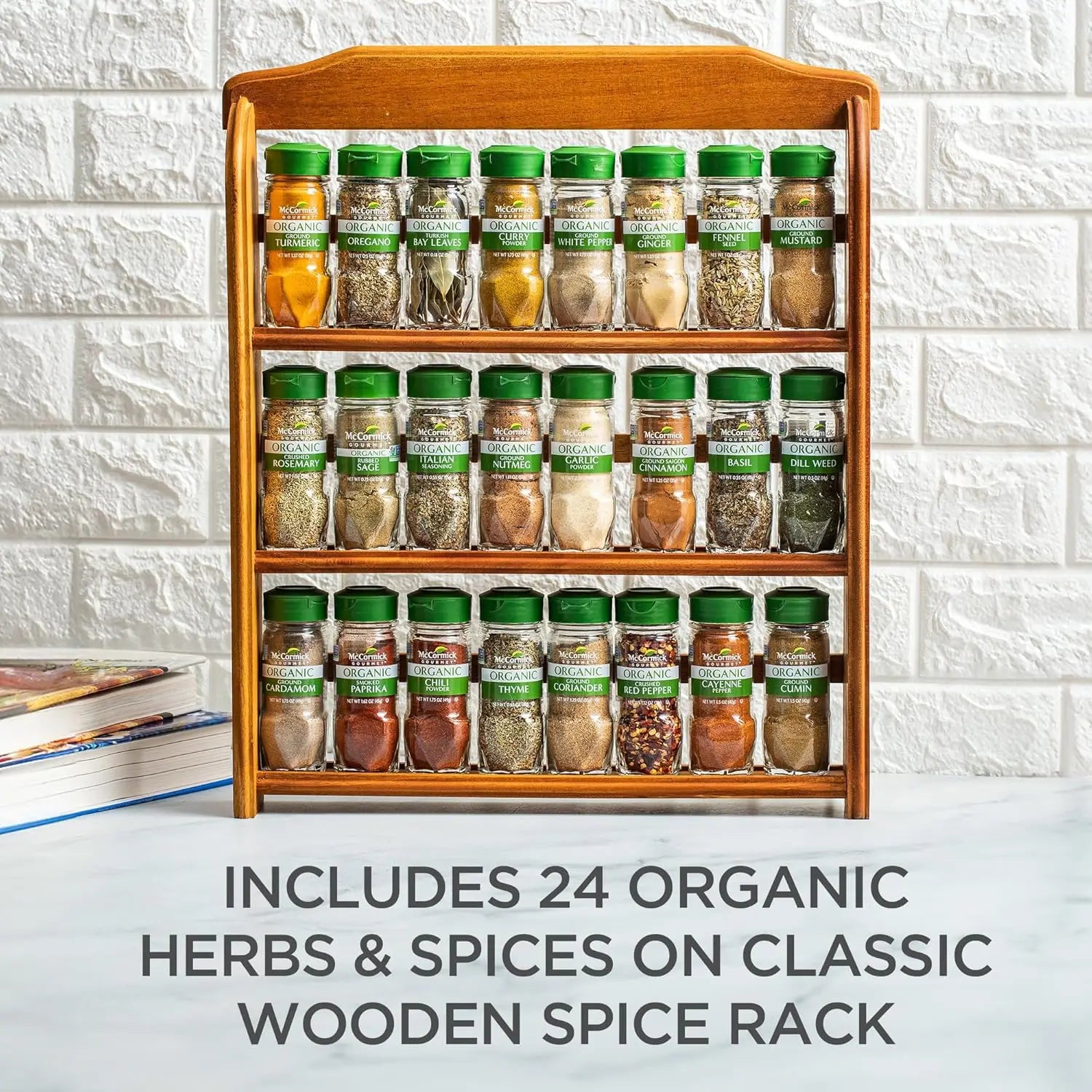 Three-Tier Wood Spice Rack