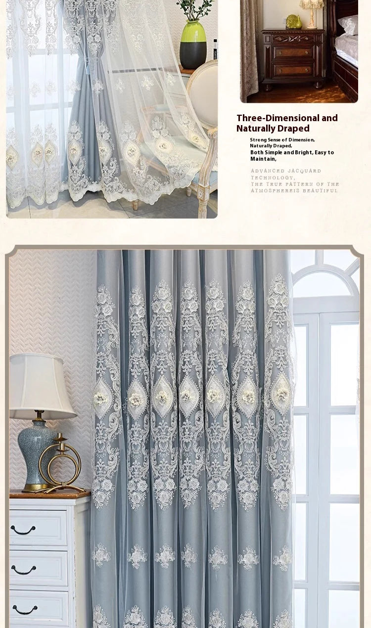 1PC Luxury vintage-style embroidered curtains
