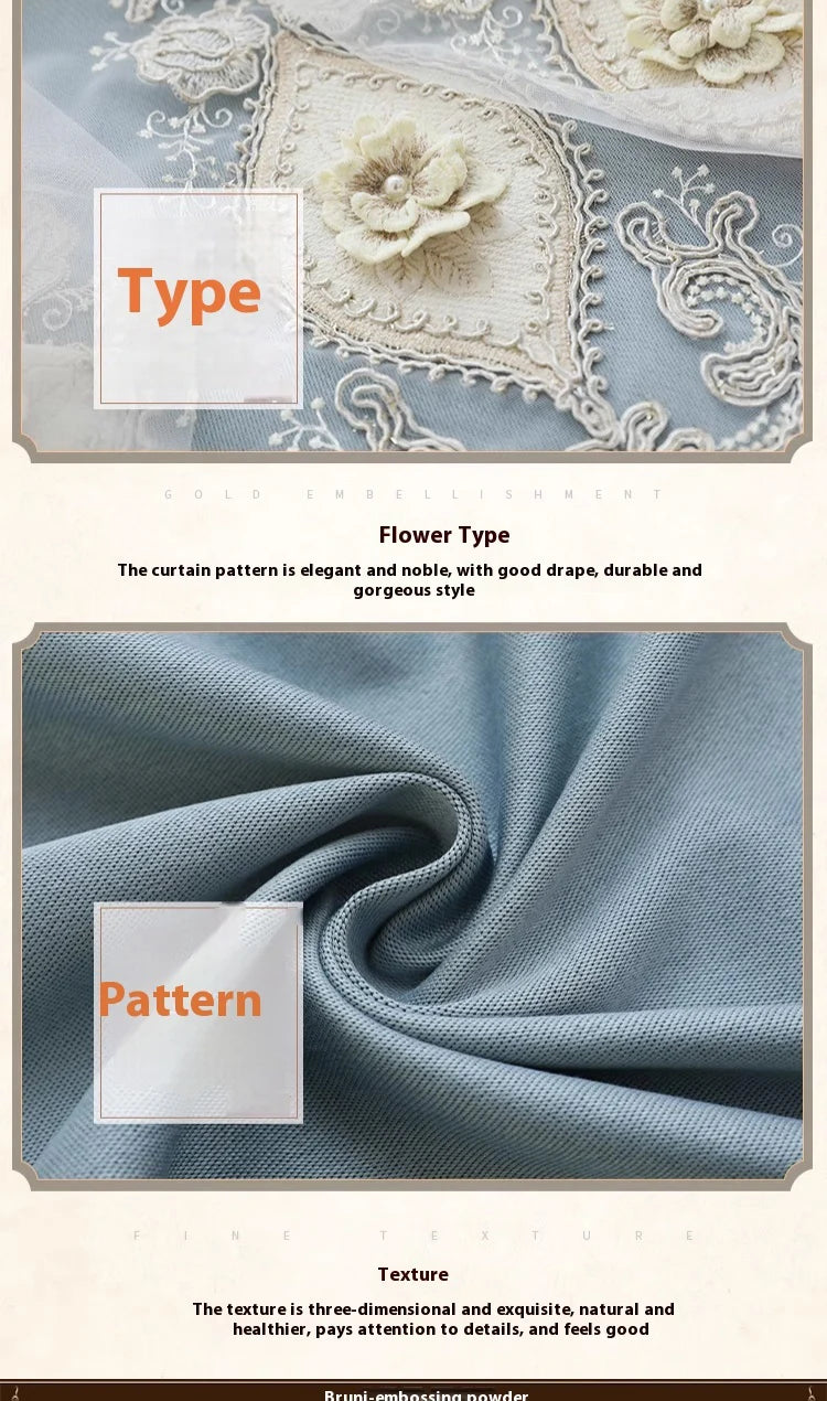 1PC Luxury vintage-style embroidered curtains