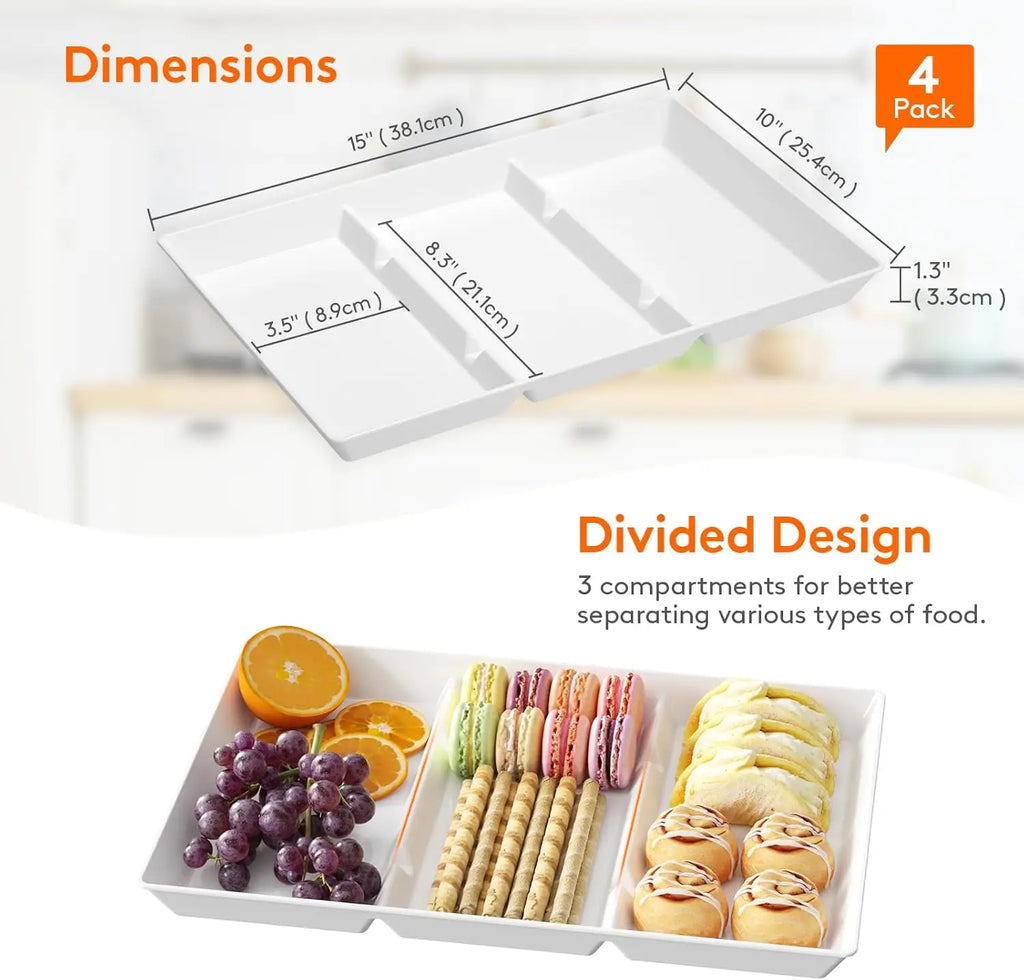 4-Piece Divided Serving Tray Set