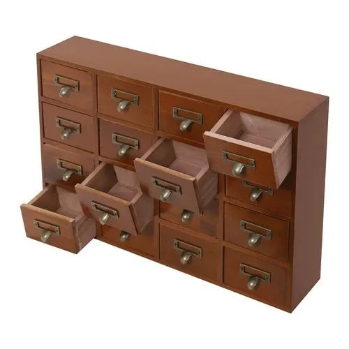 64 Drawer Storage Pine Wood Tabletop Organizer