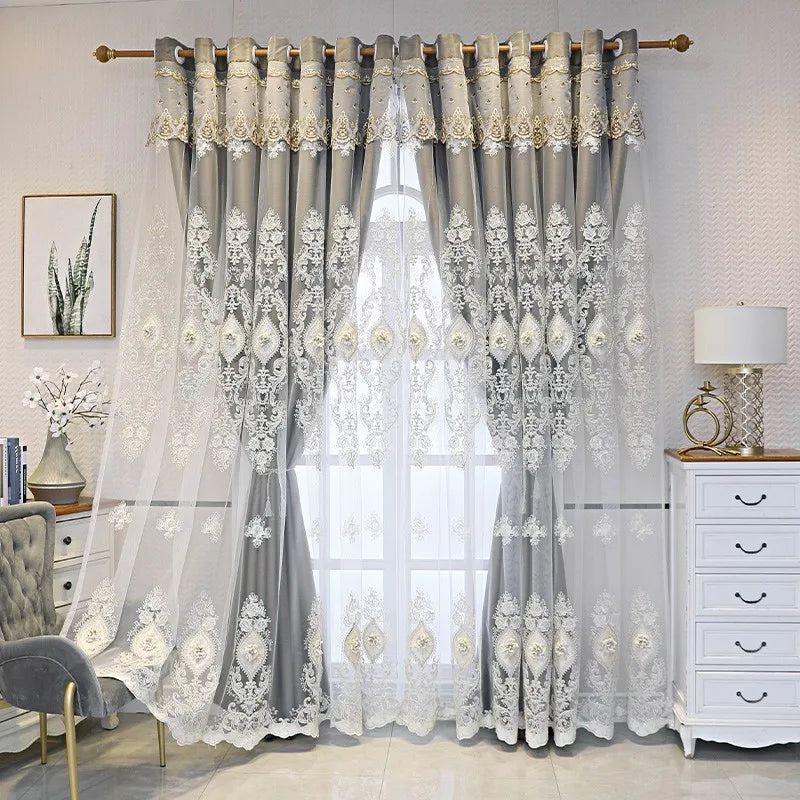 1PC Luxury vintage-style embroidered curtains