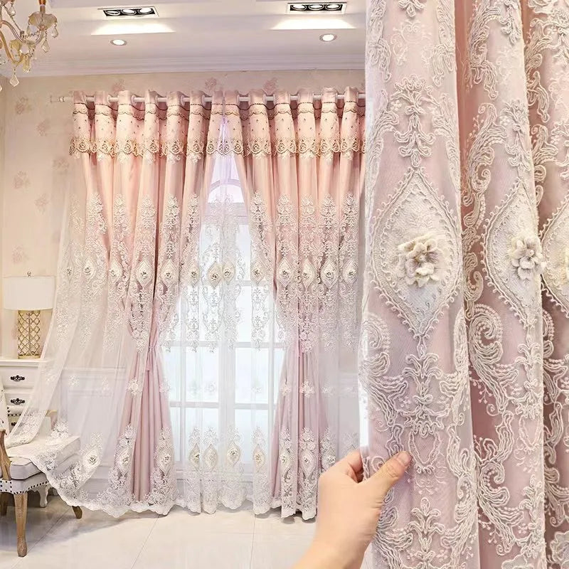 1PC Luxury vintage-style embroidered curtains
