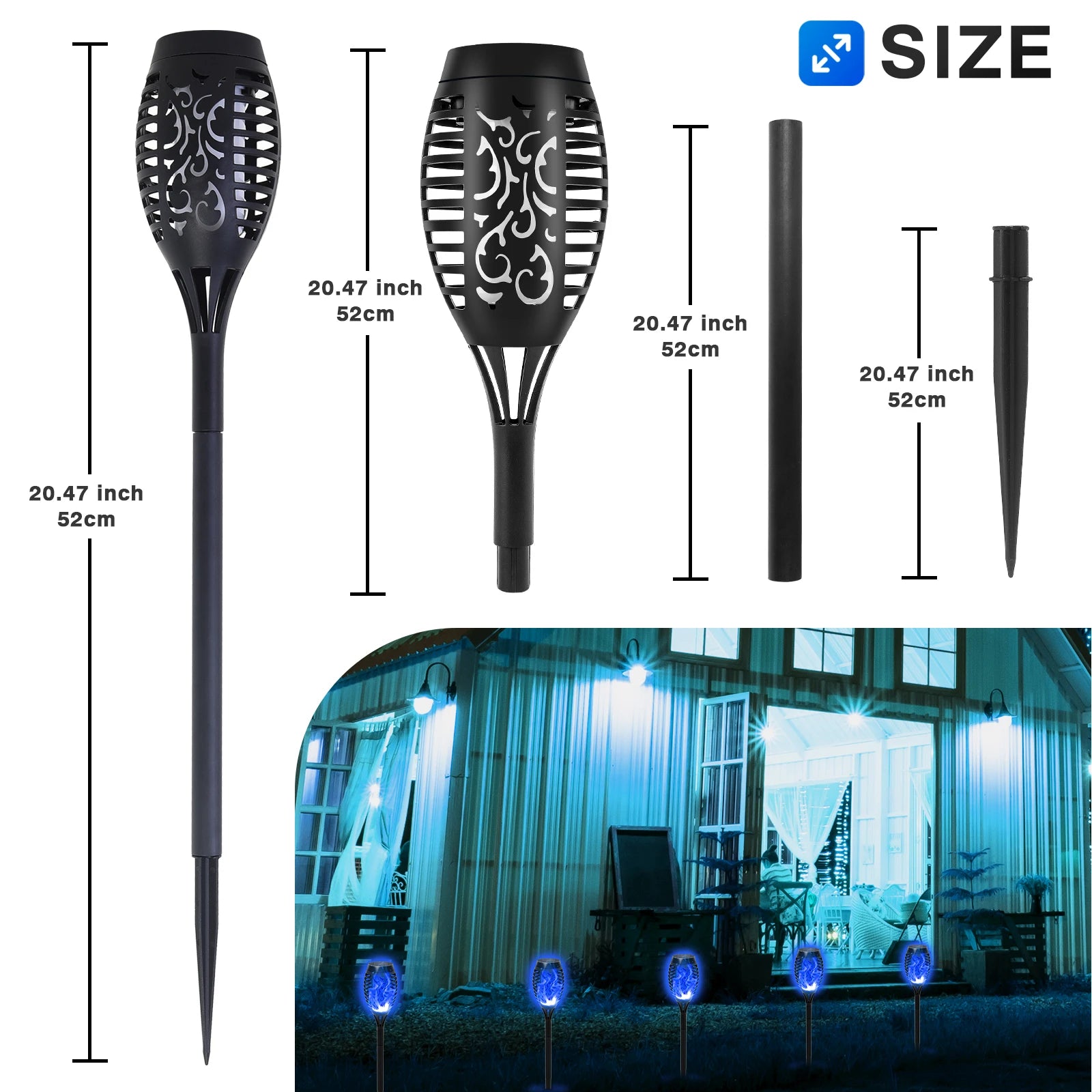4/6/8/12Pcs Solar Flame Torch Lights