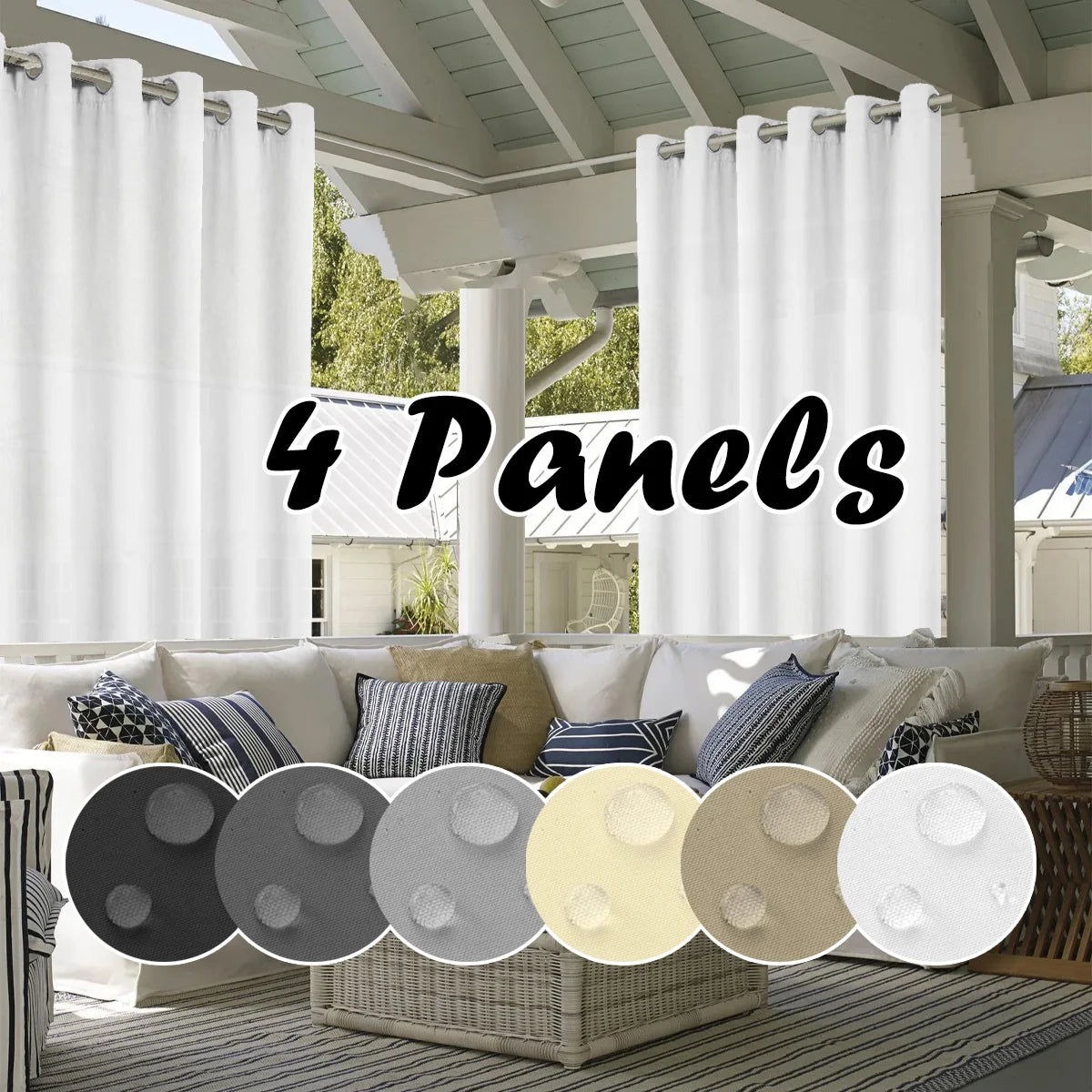 4PCS Waterproof Privacy Outdoor Curtain