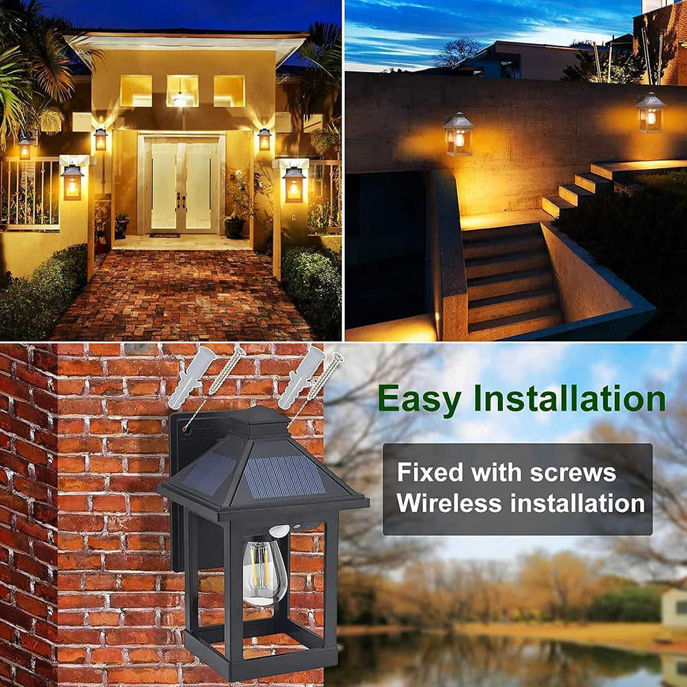 2pcs Solar Powered Wall Lanterns
