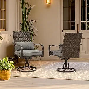 Patio Swivel Chair Set Thickened Cushions