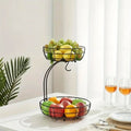 2-Tier Countertop Fruit Basket Bowl with Banana Hanger