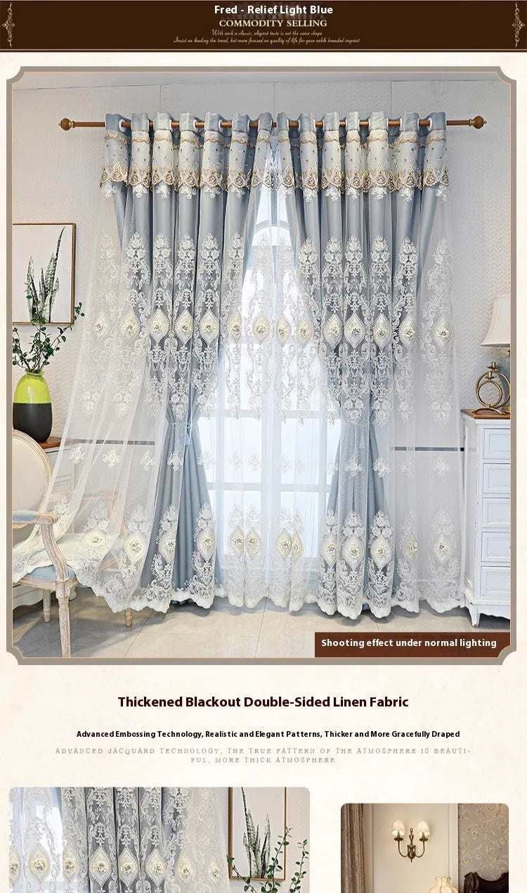 1PC Luxury vintage-style embroidered curtains