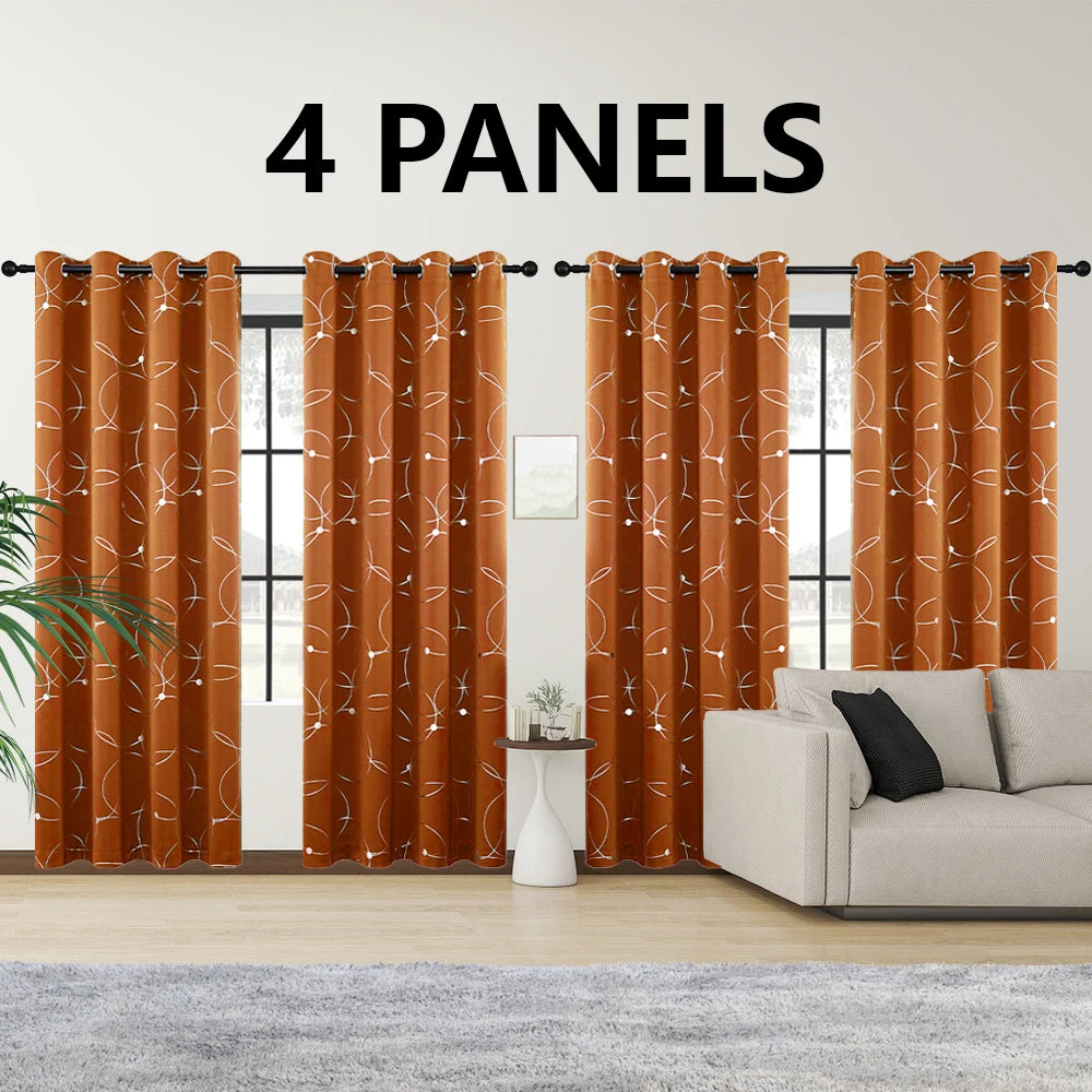 4PCS Blackout Thermal Insulated Room Darkening Curtains