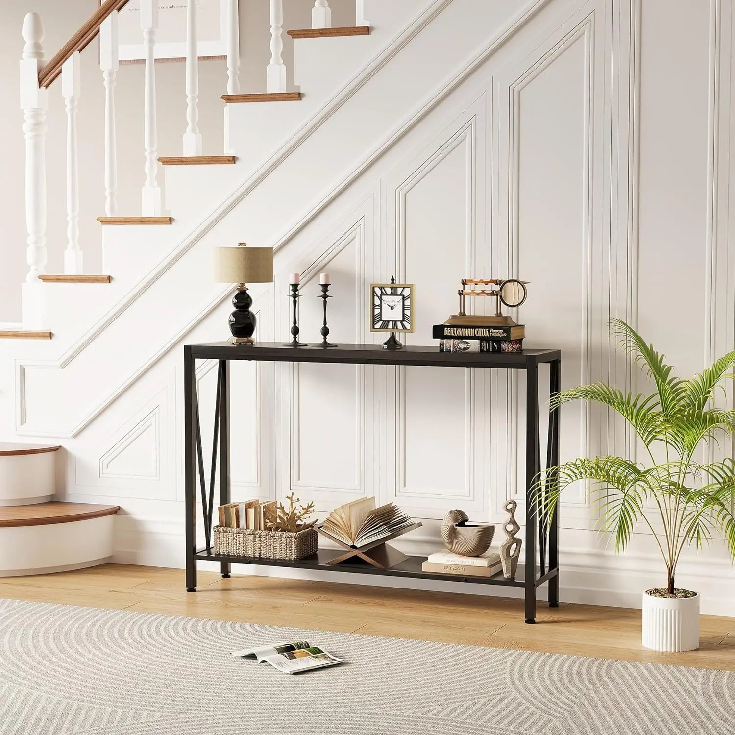 2 Tier Console Table with Storage Shelf