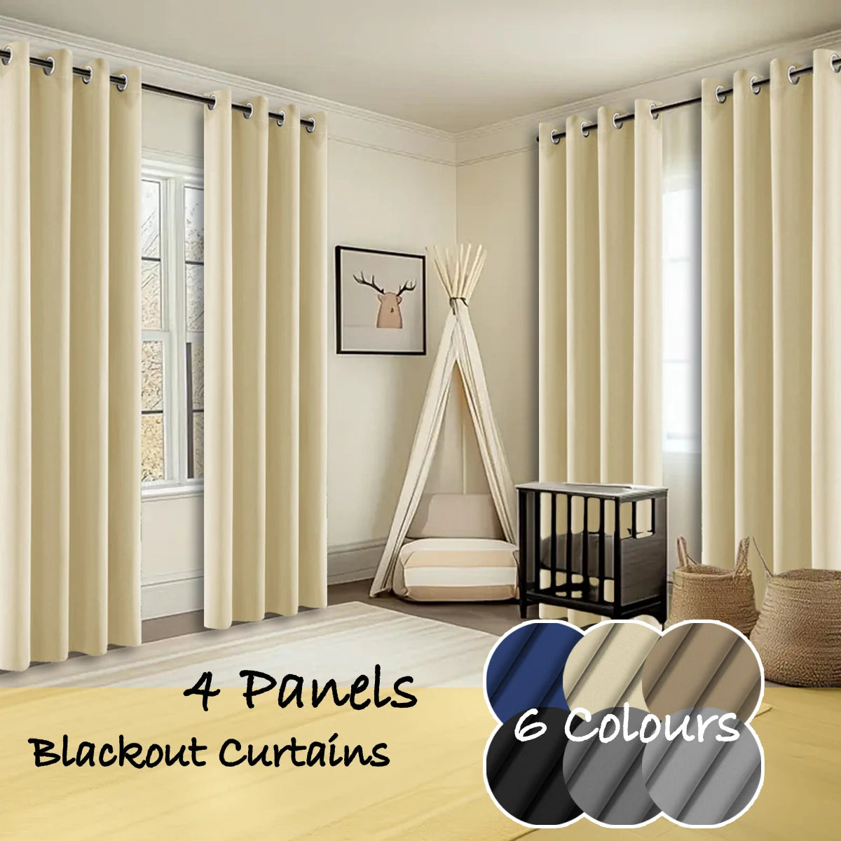 4 Panles Thermal Insulated Blackout Curtains