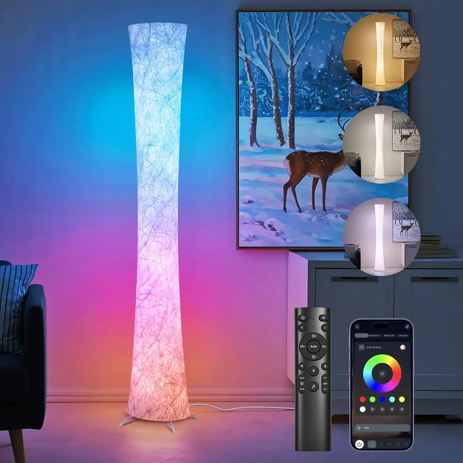 LED Corner Floor Lamp with Music Sync