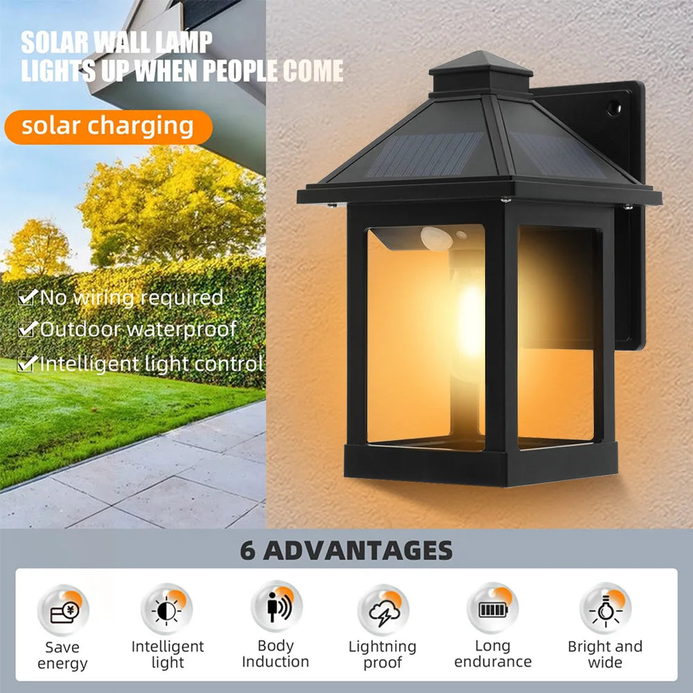 2pcs Solar Powered Wall Lanterns