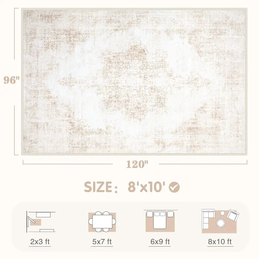 Vintage Large Washable Living Room Rug
