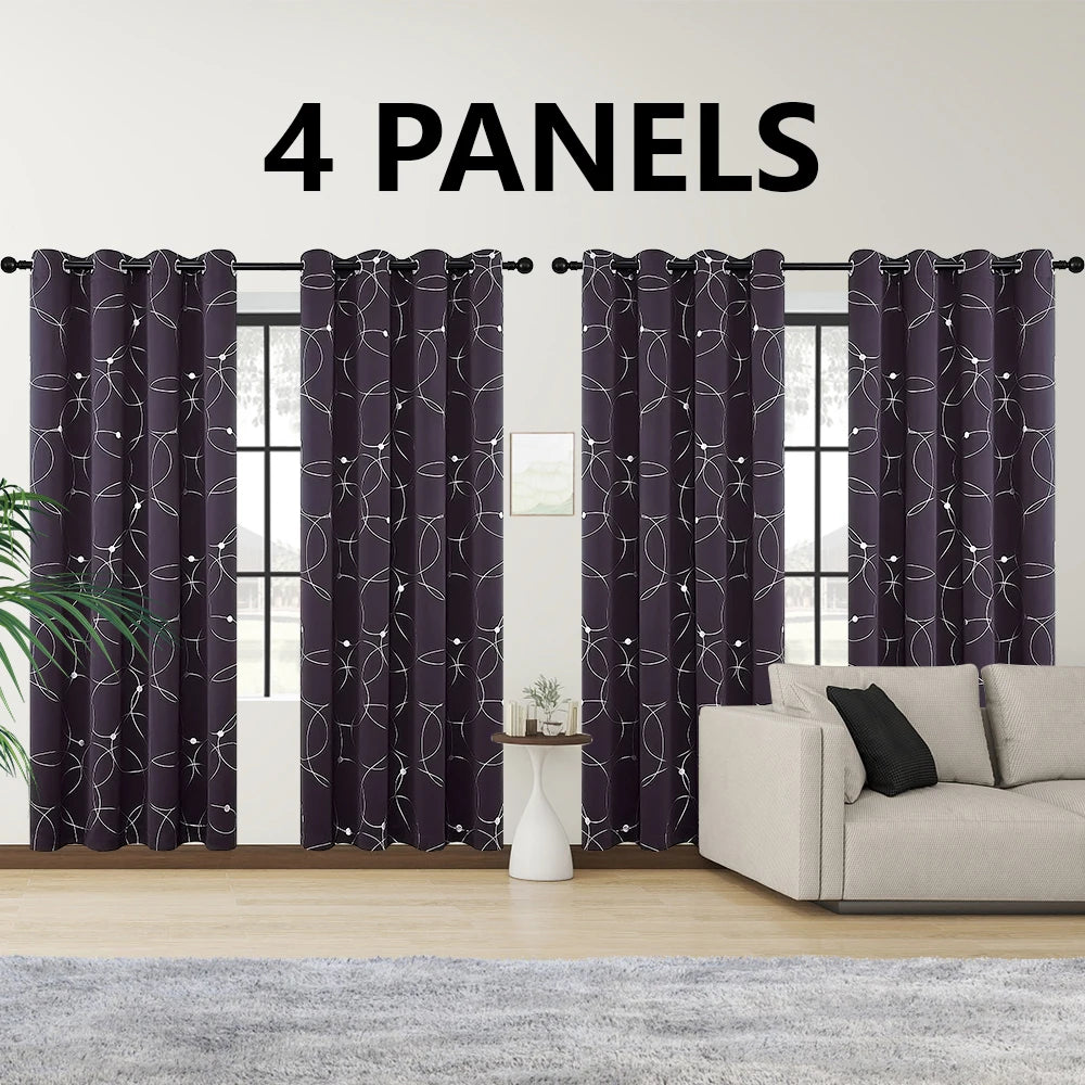4PCS Blackout Thermal Insulated Room Darkening Curtains