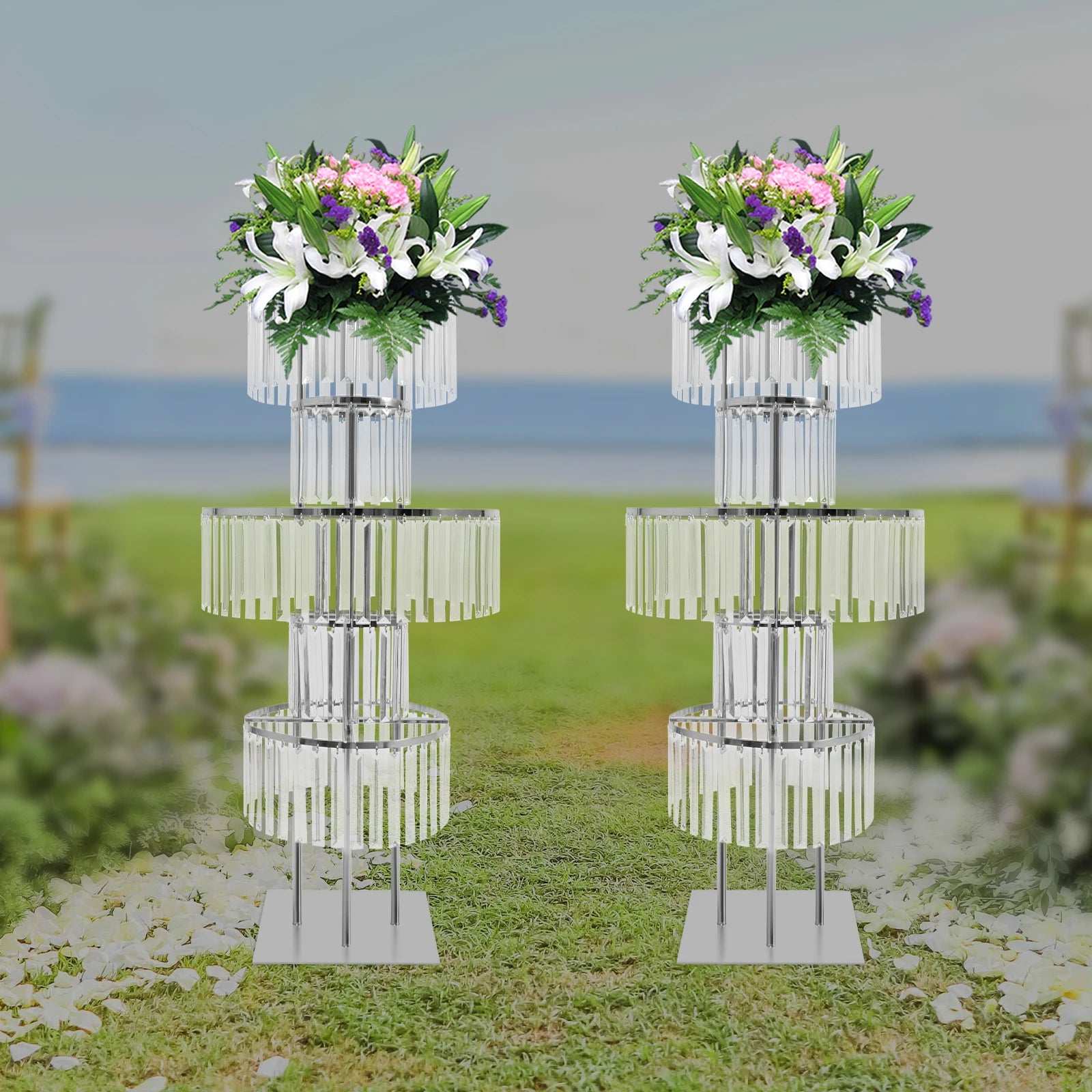 2PCS 5-tier Crystal Flower Stand