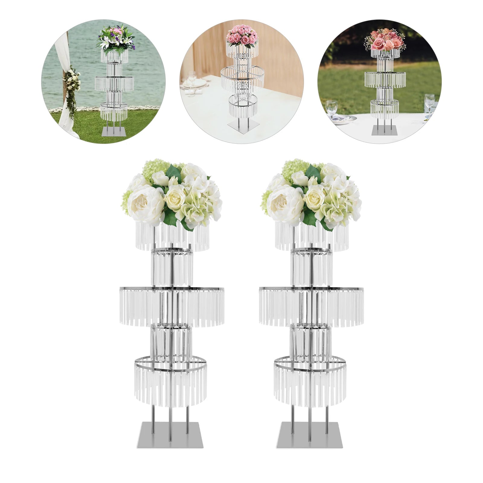 2PCS 5-tier Crystal Flower Stand