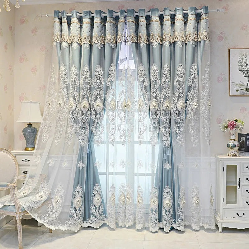 1PC Luxury vintage-style embroidered curtains